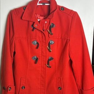 George Women's Bright Red Trench Coat with Button Accents​